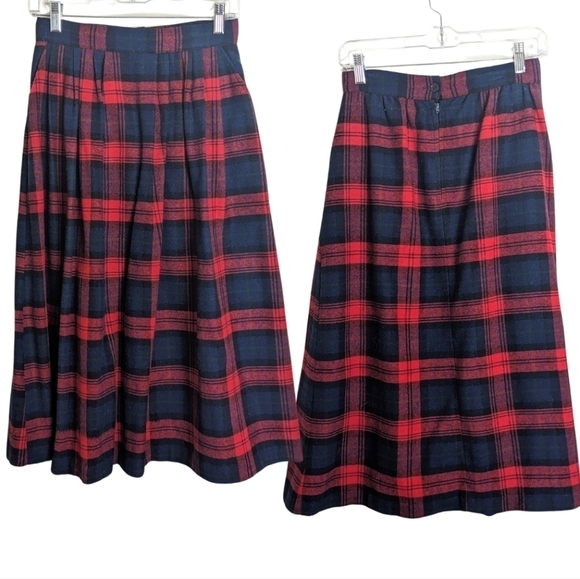 Vintage Highwaisted Plaid Midi Skirt with Pockets Women's Size Small - Picture 1 of 7